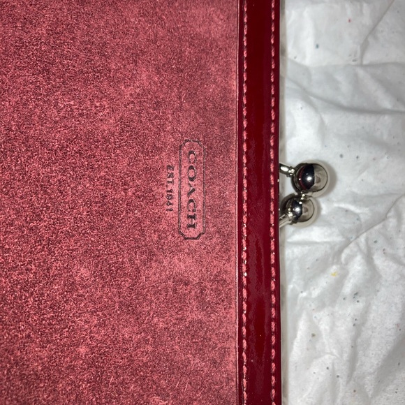 The Coach Suede Collection Burgundy Oxblood Wristlet - Picture 6 of 11